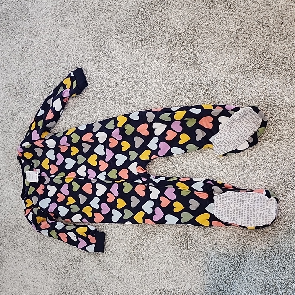 🆕️ NWT Carter's Toddler Girl 1-Piece Hearts Fleece Footed Pajamas